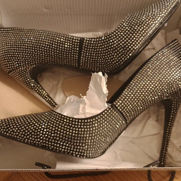 Aldo stessy heels black with silver stones brand new size 6.5 - Picture 8 of 10